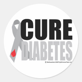 Pegatina Redonda Cure Diabetes Ribbon
