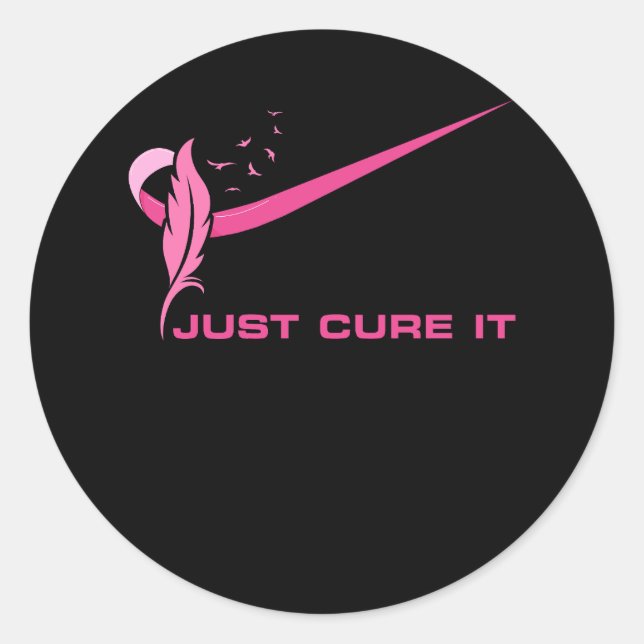 Pegatina Redonda Cure It Stylish Brell Cancer Awareness Pink (Anverso)