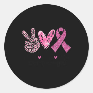 Pegatina Redonda Cure Love Cure Pink Ribbon Sensibilización sobre e