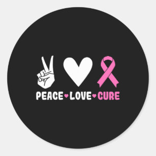 Pegatina Redonda Cure Love Cure Pink Ribbon Sensibilización sobre e