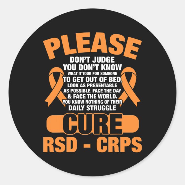 Pegatina Redonda Cure Rsd Crps Admite Conciencia Rsd Crps (Anverso)