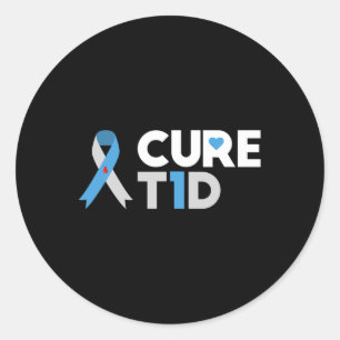 Pegatina Redonda Cure T1d Diabetes Conciencia Tipo 1 Insulina Pancr