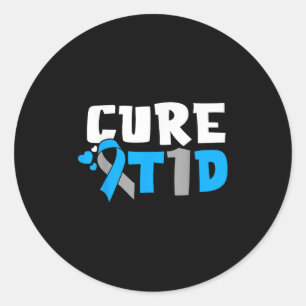 Pegatina Redonda Cure T1d Sensibilización sobre la diabetes tipo 1