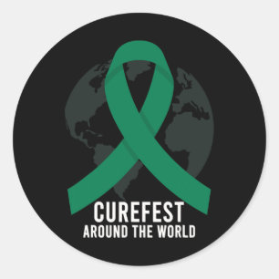 Pegatina Redonda Curefest Around The World Conciencia del cáncer de