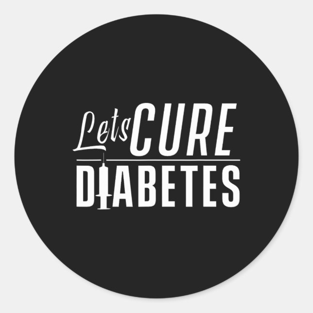 Pegatina Redonda curemos la diabetes Conciencia sobre la insulina D (Anverso)