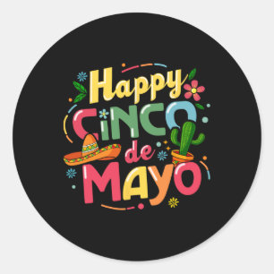 Pegatina Redonda Curiosa Camisa Cinco De Mayo Que Permite Fiesta Sq