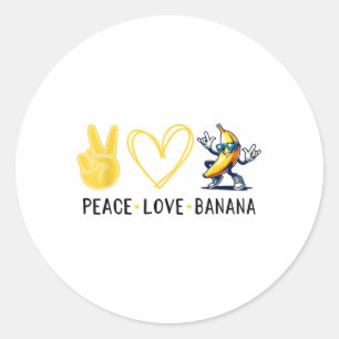 Pegatina Redonda Curiosamente Love Banana Cute Banana Peace Love Ba