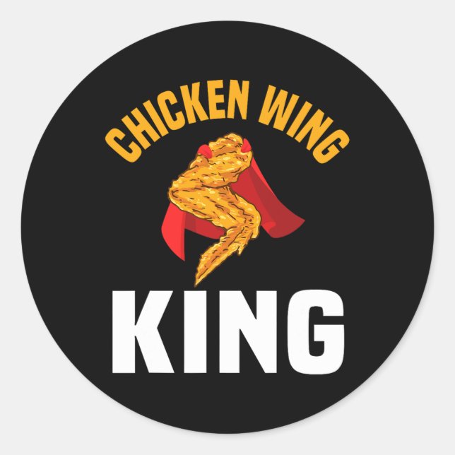 Pegatina Redonda Curioso ala de pollo King Diseño Comida Rápida Hom (Anverso)
