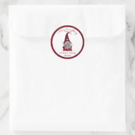 Pegatina Redonda Curioso Gnome personalizado del elfo navideño