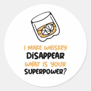 Pegatina Redonda Curioso hago que Whiskey desaparezca