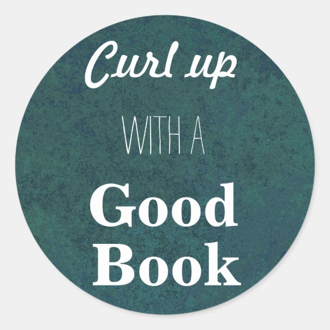 Pegatina Redonda Curl con un buen libro (Anverso)