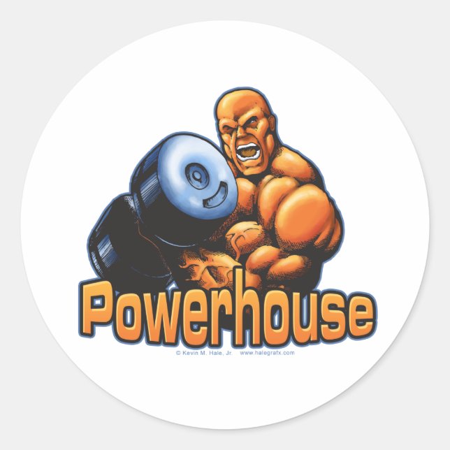 Pegatina Redonda Curl de Powerhouse (Anverso)