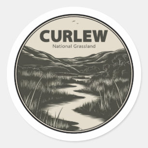 Pegatina Redonda Curlew National Grassland Idaho Stream