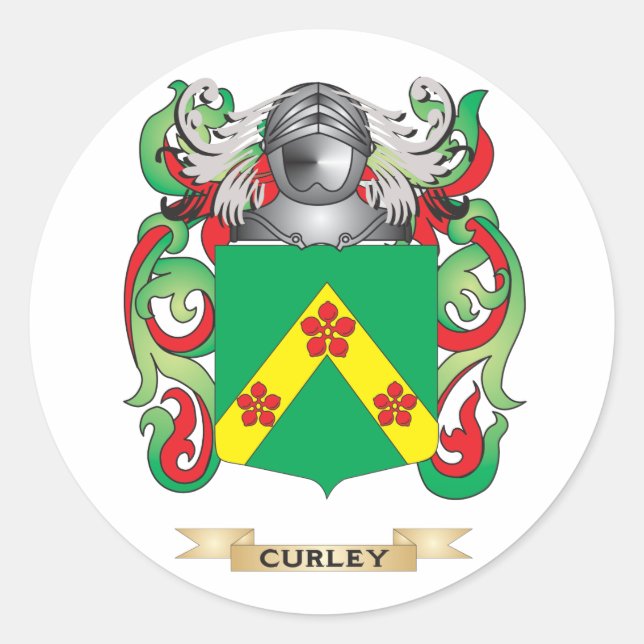 Pegatina Redonda Curley Coat of Arms (Anverso)