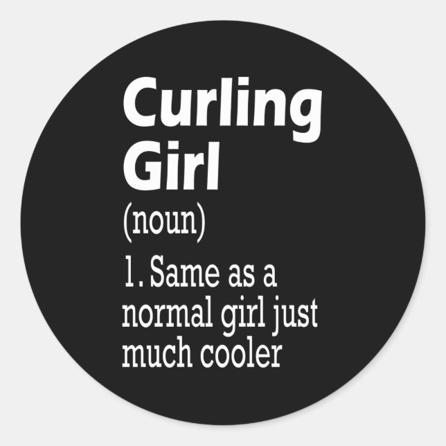 Pegatina Redonda Curling Chica (Anverso)