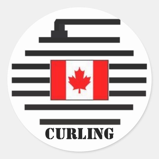 Pegatina Redonda Curling de Canadá (Anverso)