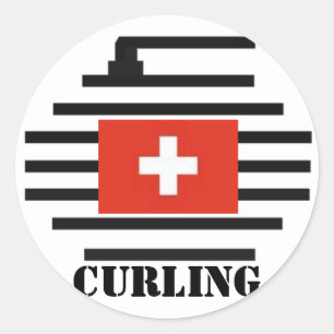 Pegatina Redonda Curling de Suiza
