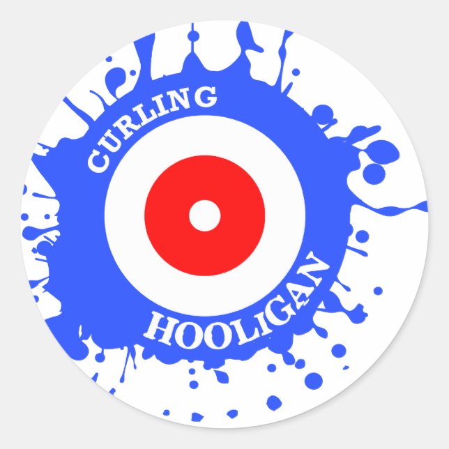 Pegatina Redonda Curling Hooligan (Anverso)