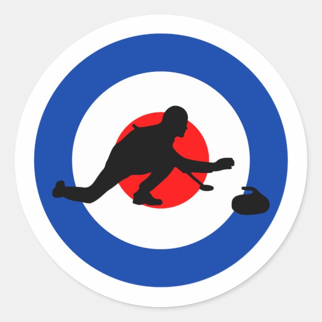 Pegatina Redonda Curling invierno Ice Sport Curler Bullseye (Anverso)