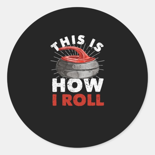 Pegatina Redonda Curling Player Fan Winter Sports Curler (Anverso)