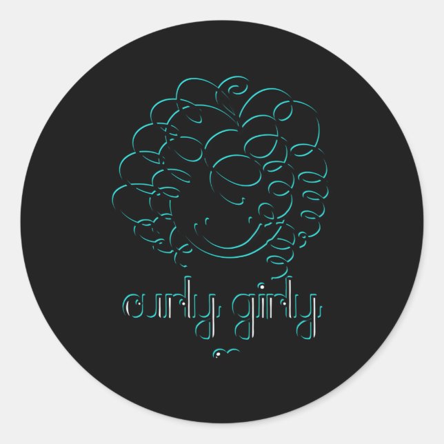 Pegatina Redonda Curly Love Your Curly Hair (Anverso)