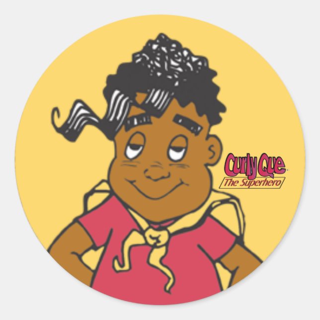Pegatina Redonda Curly que (Anverso)
