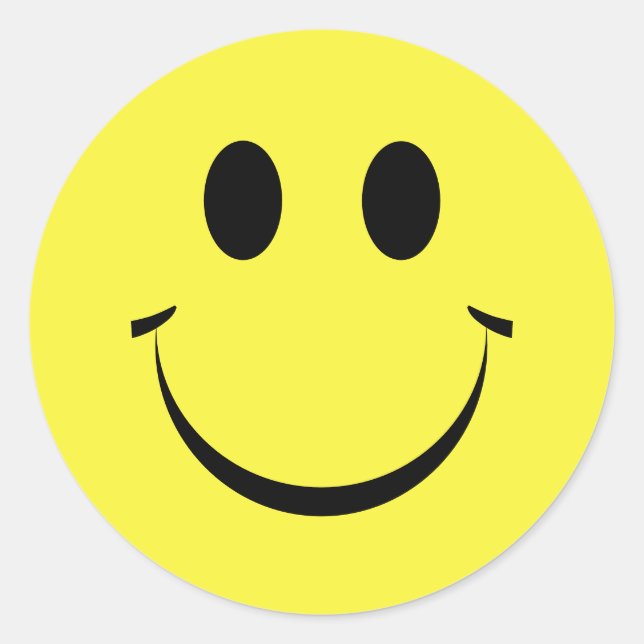Pegatina Redonda Curso de cara feliz personalizado amarillo (Anverso)