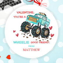 Curte Blue Monster Truck School Valentine