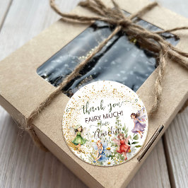 Pegatina Redonda Curte Flower Pixie Fairies Purpurina Script Gracia