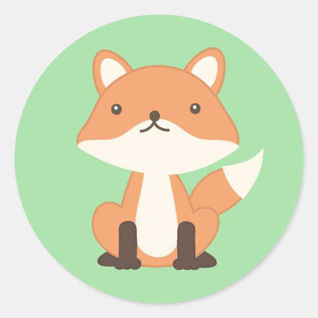 Pegatina Redonda Curte Forest Animal Woodland Fox (Anverso)