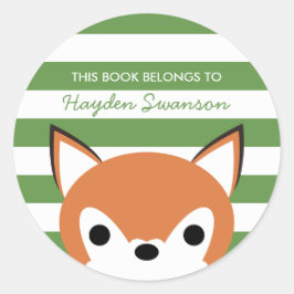 Pegatina Redonda Curte Fox | Este Libro Pertenece A