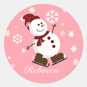 Pegatina Redonda Curte Personalizado Xmas Snowman