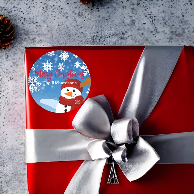 Pegatina Redonda Curte Snowman Winter Wonderland Feliz Navidad (Subido por el creador)