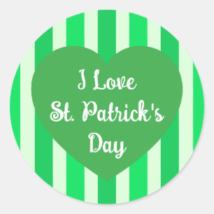 Pegatina Redonda Curte St. Patrick's Day Green Striped Simple