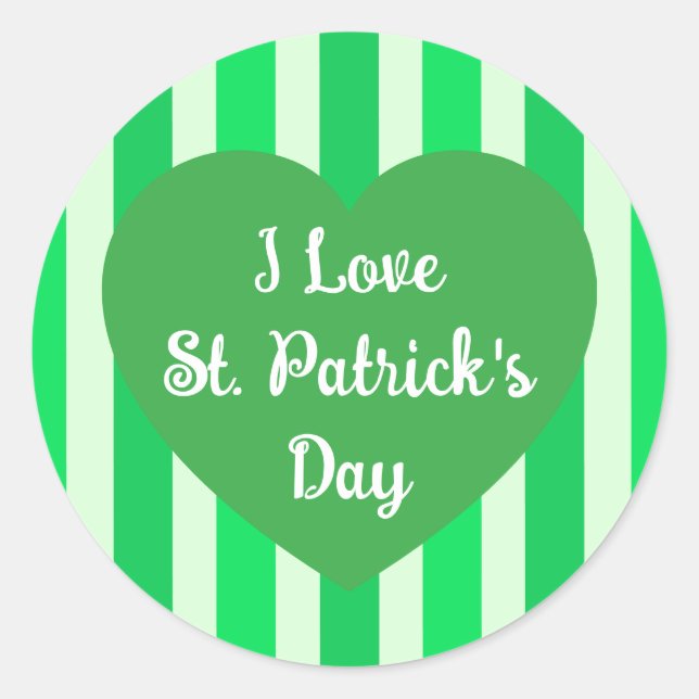 Pegatina Redonda Curte St. Patrick's Day Green Striped Simple (Anverso)