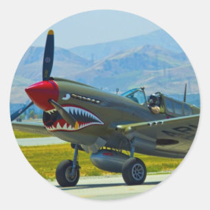 Pegatina Redonda Curtis P-40 Warhawk