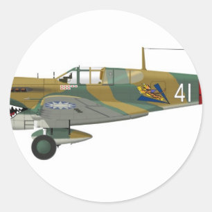 Pegatina Redonda Curtiss P-40 Warhawk
