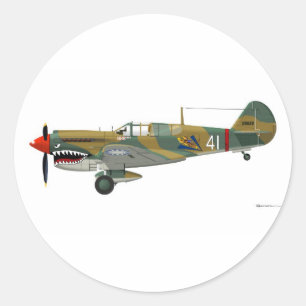 Pegatina Redonda Curtiss P-40 Warhawk