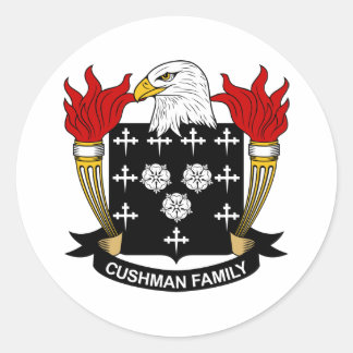 Pegatina Redonda Cushman Family Crest