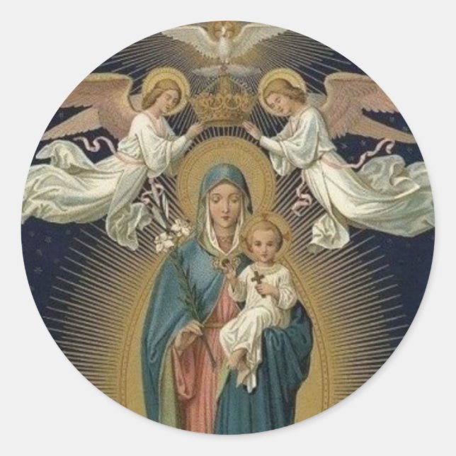 Pegatina Redonda Custodia de la Virgen María AUG 22 (Anverso)