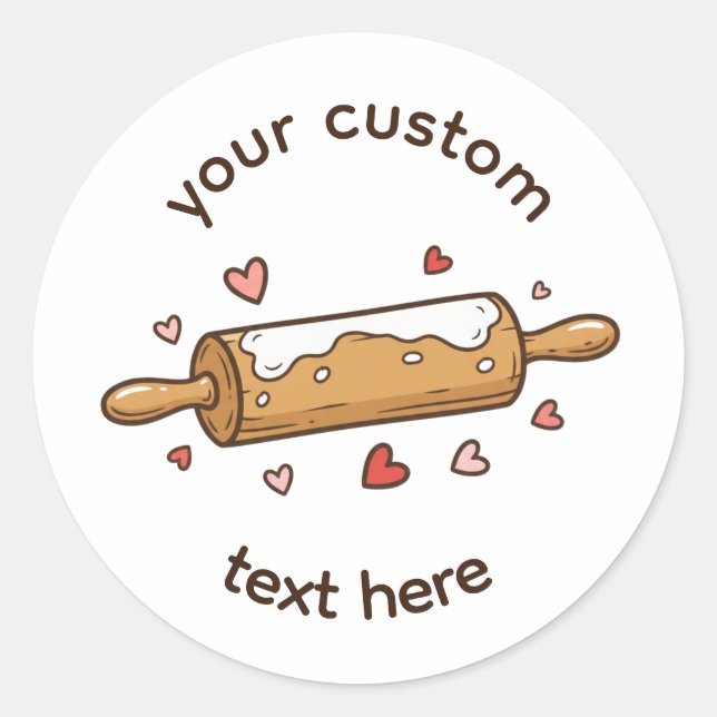 Pegatina Redonda Custom Bakery Label Sticker | Rolling Pin Bake (Anverso)