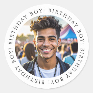 Pegatina Redonda Custom Birthday Boy Photo Envelope Seal Sticker 