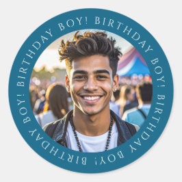 Pegatina Redonda Custom Birthday Boy Photo Envelope Seal Sticker 