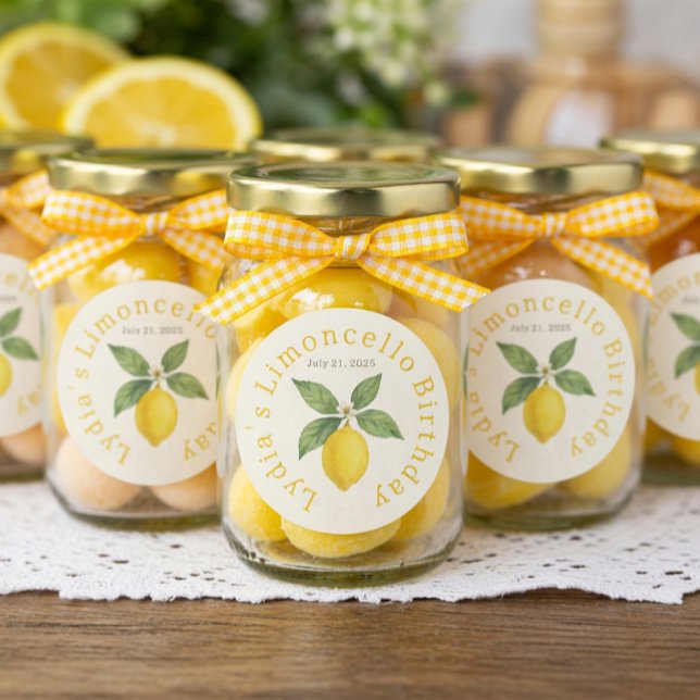 Pegatina Redonda Custom Birthday Watercolor Lemon Classic  (Subido por el creador)