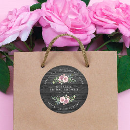 Pegatina Redonda Custom Black Wood Garland Bridal Shower Sanitizer