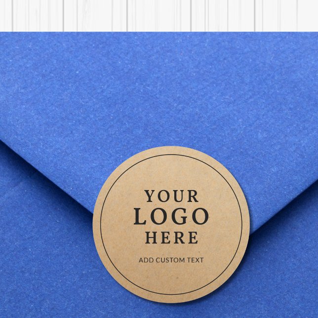 Pegatina Redonda Custom Business Logo On Kraft Paper Style Branded (Subido por el creador)