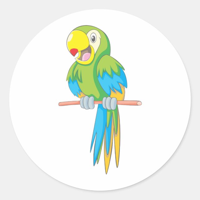 Pegatina Redonda Custom Cute Parrot Cartoon (Anverso)