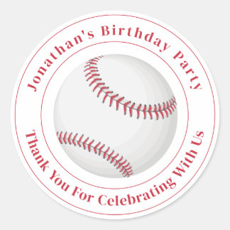 Pegatina Redonda Custom Details Baseball Ball Sport Birthday Event