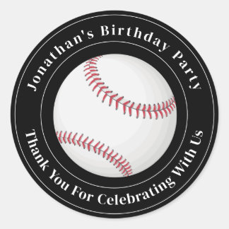 Pegatina Redonda Custom Details Baseball Ball Sport Birthday Event