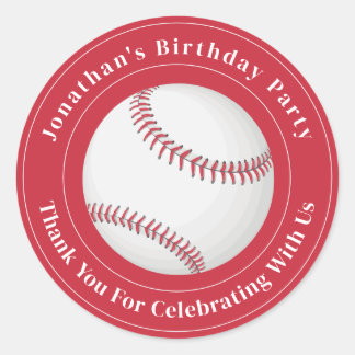 Pegatina Redonda Custom Details Baseball Ball Sport Birthday Event